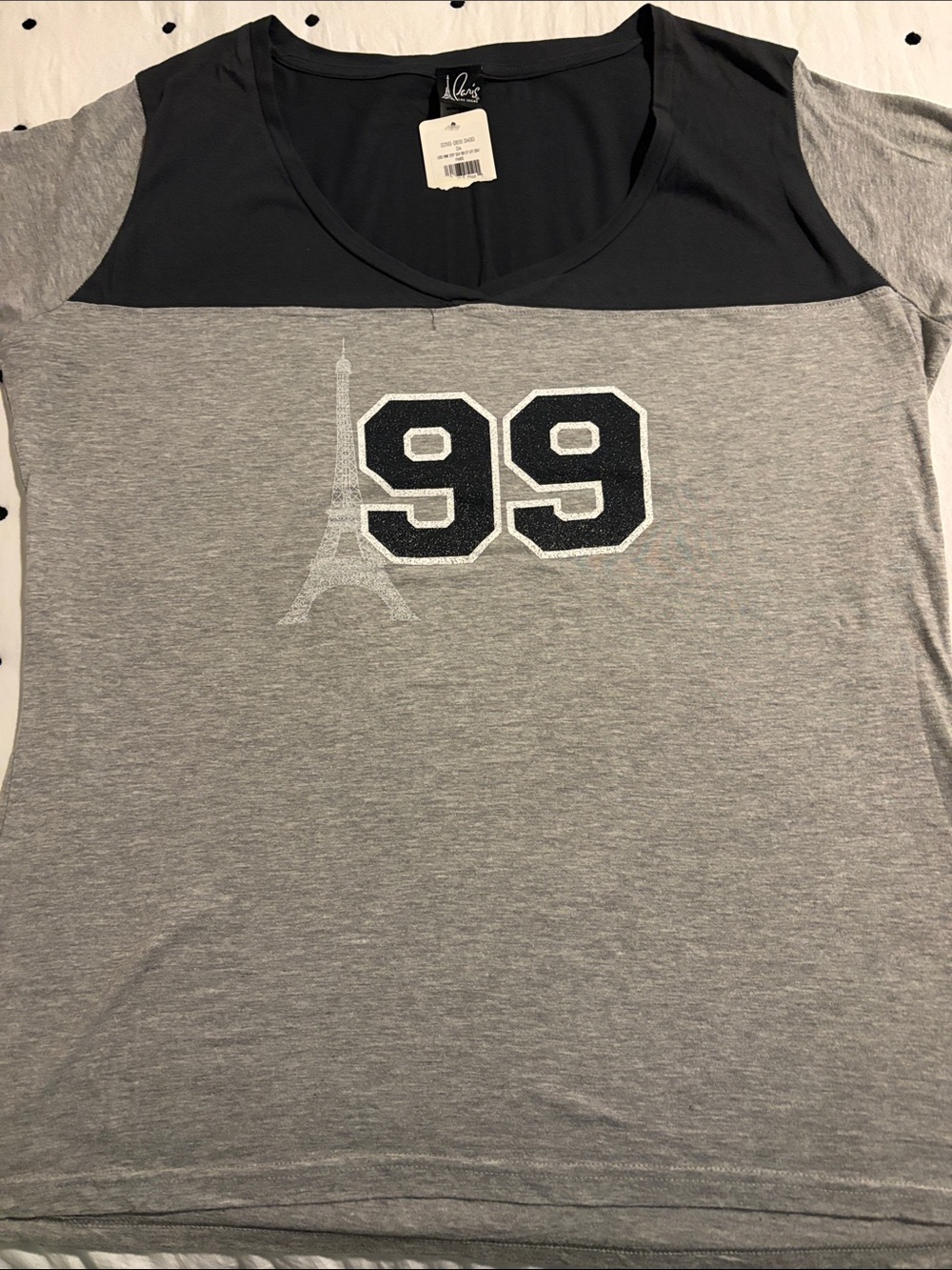 Paris Las Vegas Gray and Black Tee with '99' Graphic